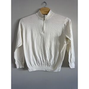 Peter Millar 1/4 Zip Long Sleeve Pullover Sweater Cotton Silk Blend XL White
